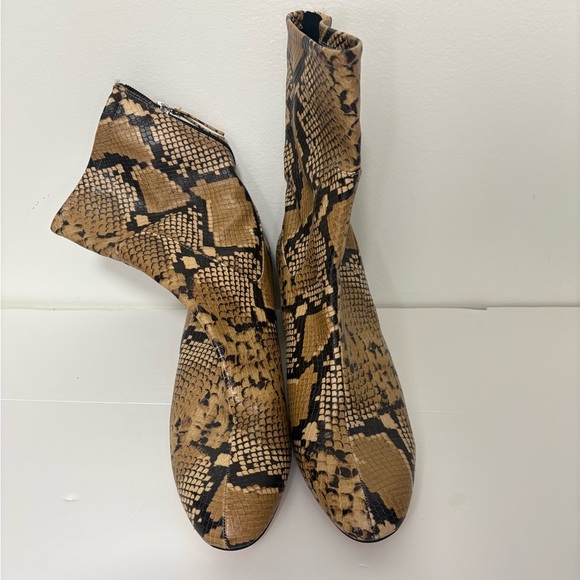 Zara Brown Snakeskin Ankle Boots - Picture 3 of 4